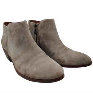 SAM EDELMAN Petty Chelsea Ankle Booties Suede Tan Women 7.5M Low Heel Almond Toe